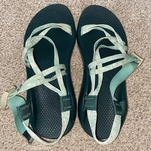 turquoise and white womens chacos